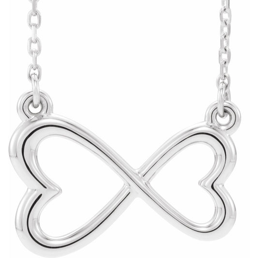14K White Infinity-Inspired Heart 16-18 Necklace