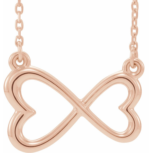 14K Rose Infinity-Inspired Heart 16-18 Necklace
