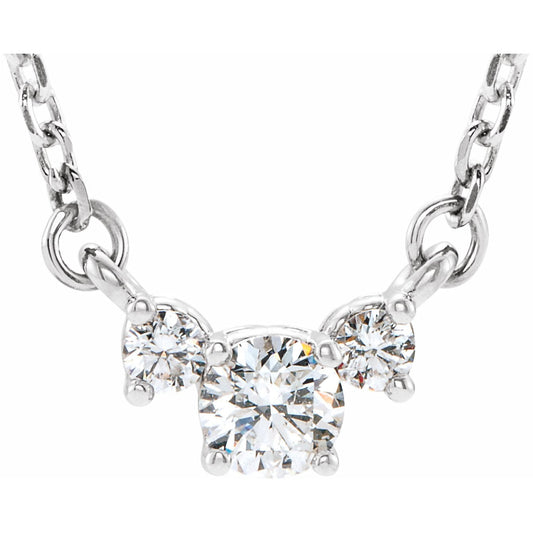 14K White 1/3 CTW Diamond Three-Stone 16-18 Necklace