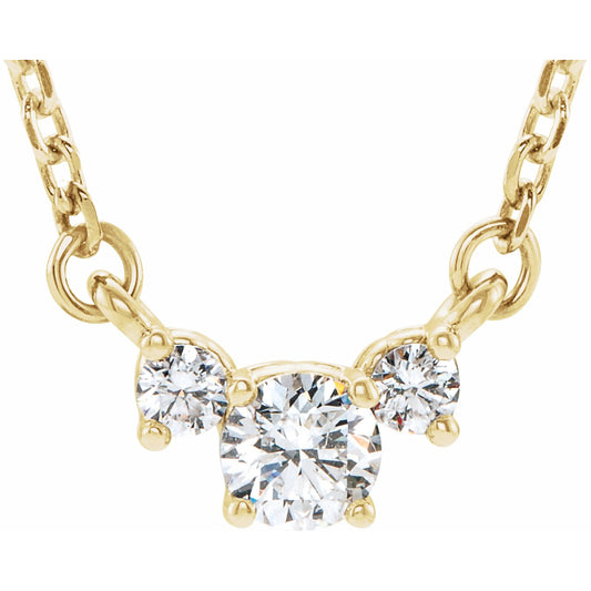 14K Yellow 1/3 CTW Diamond Three-Stone 16-18 Necklace