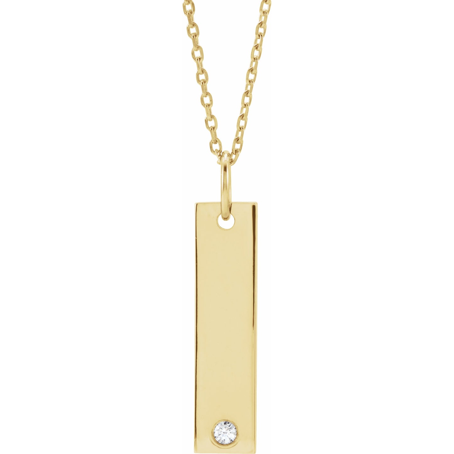 14K Yellow .03 CT Diamond Bar 16-18 Necklace