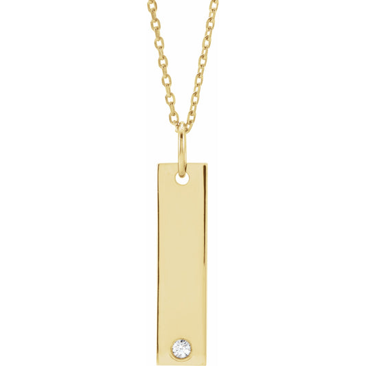 14K Yellow .03 CT Diamond Bar 16-18 Necklace