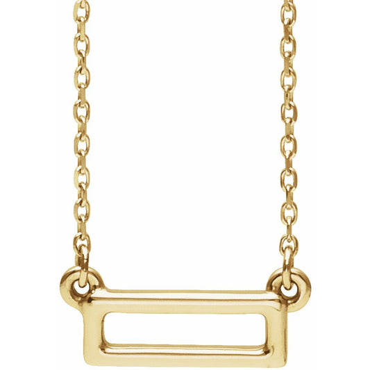 14K Yellow Rectangle Bar 16-18 Necklace