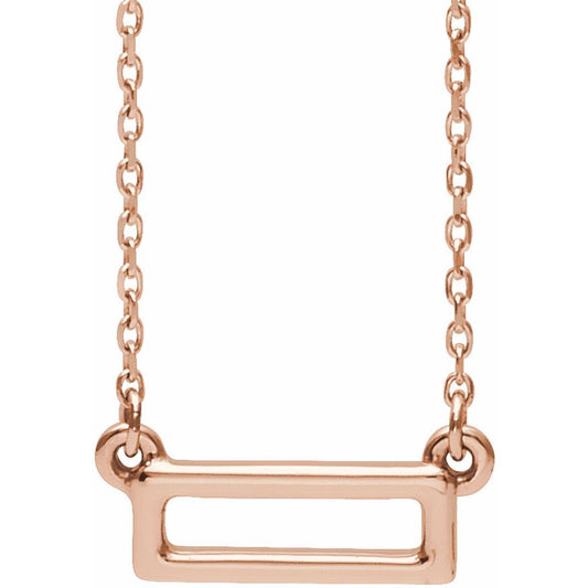 14K Rose Rectangle Bar 16-18 Necklace