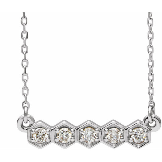 14K White 1/5 CTW Diamond Bar 16-18 Necklace