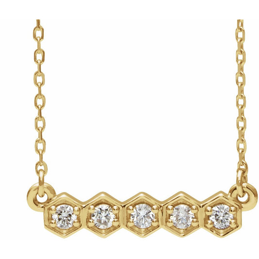14K Yellow 1/5 CTW Diamond Bar 16-18 Necklace