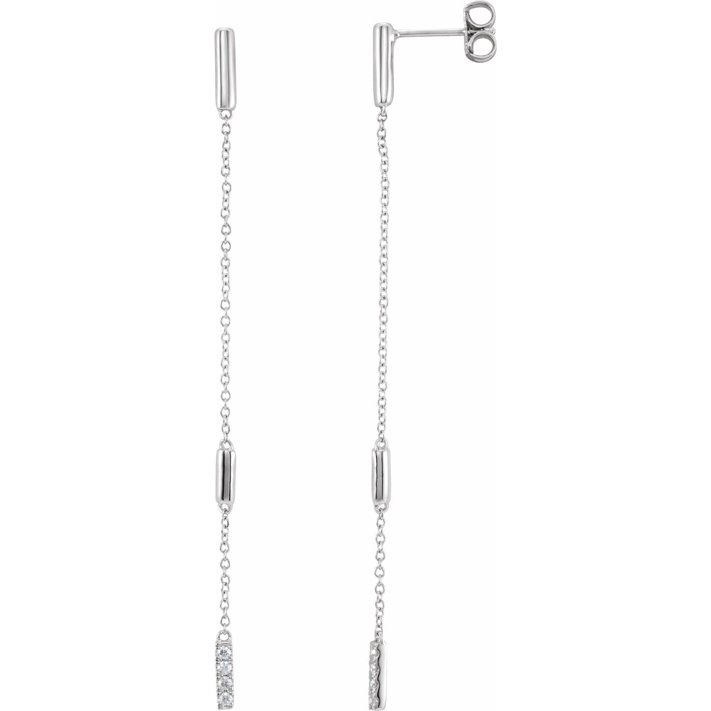 14K White 1/10 CTW Diamond Chain Earrings