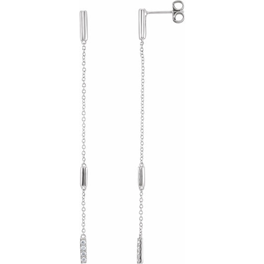 14K White 1/10 CTW Diamond Chain Earrings