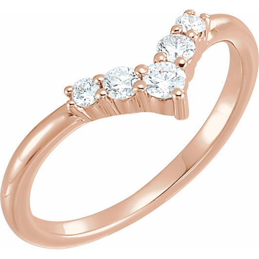 14K Rose 1/4 CTW Diamond Graduated V Ring