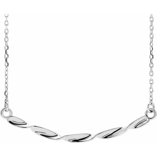 14K White Twisted Ribbon Bar 16-18 Necklace