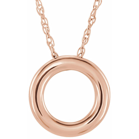 14K Rose 13 mm Circle 18 Necklace
