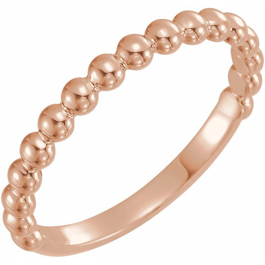 14K Rose Stackable Beaded Ring