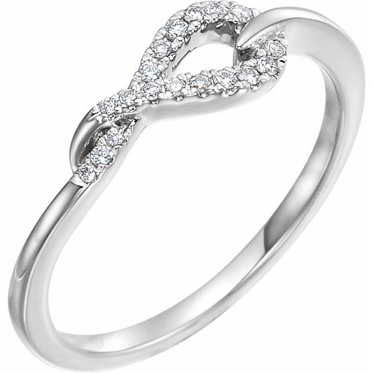 14K White 1/10 CTW Diamond Knot Ring