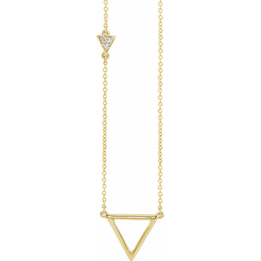 14K Yellow .05 CTW Diamond Triangle 16-18 Necklace
