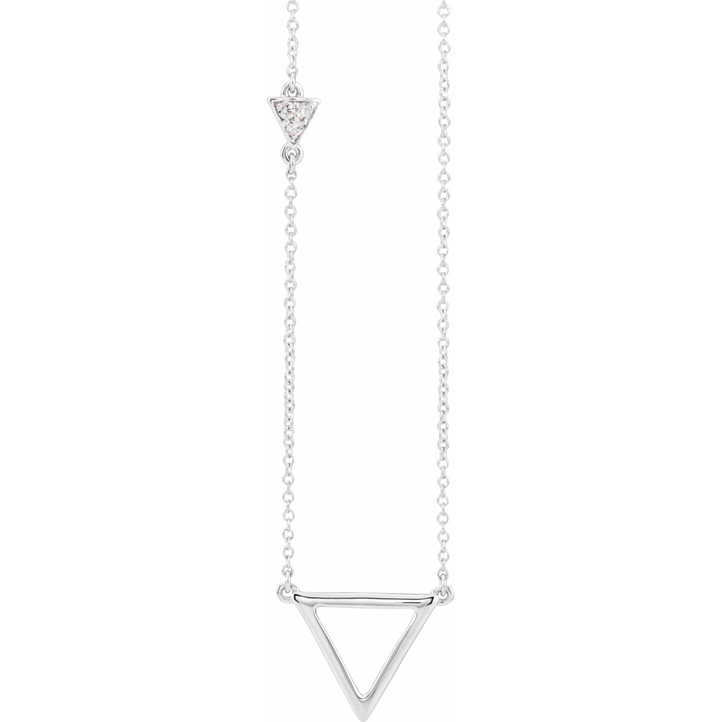 14K White .05 CTW Diamond Triangle 16-18 Necklace