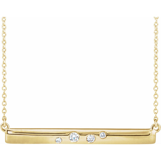 14K Yellow 1/10 CTW Diamond Bar 16-18 Necklace