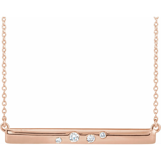 14K Rose 1/10 CTW Diamond Bar 16-18 Necklace
