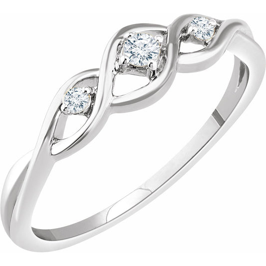 14K White .08 CTW Diamond Freeform Ring