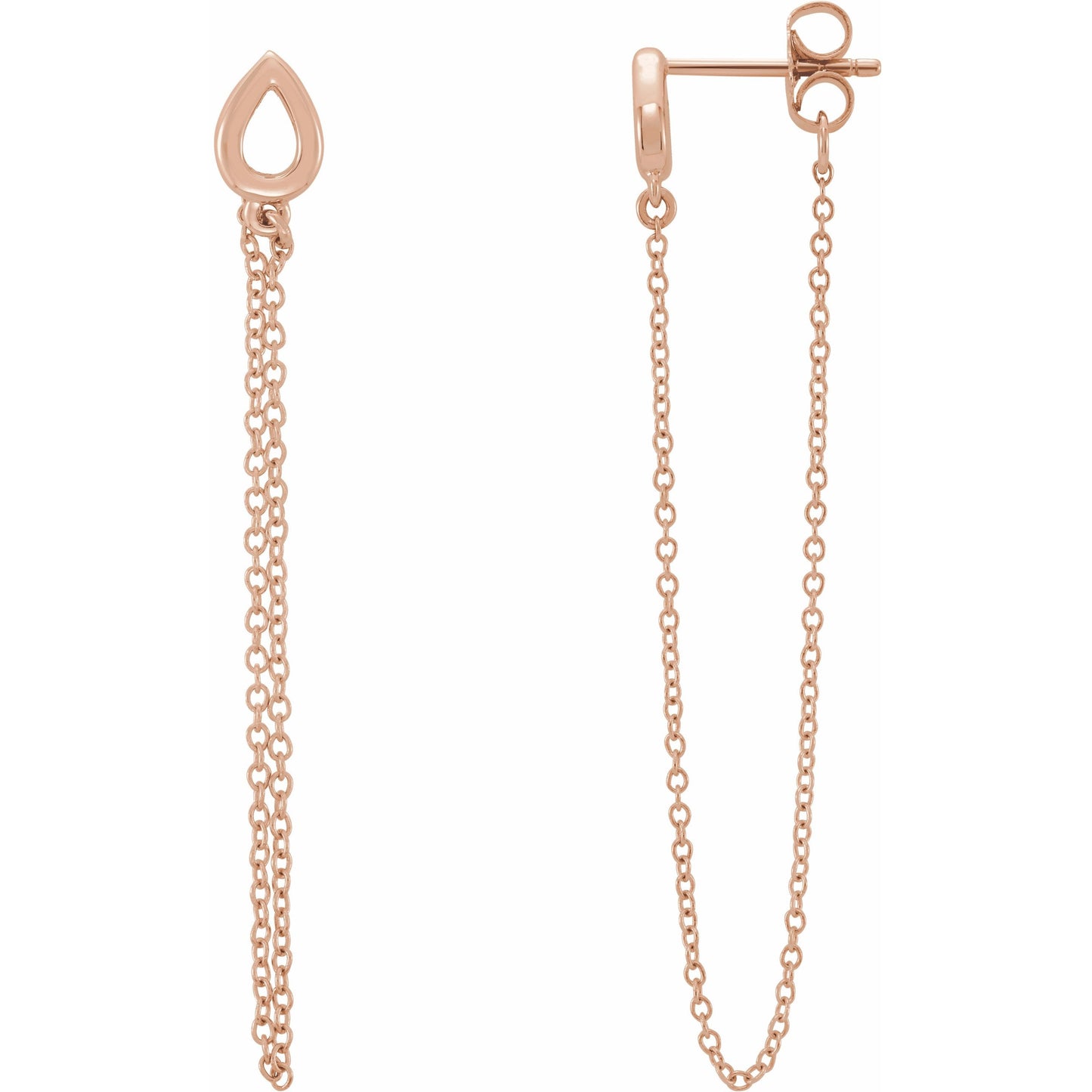 14K Rose Leaf Chain Earrings