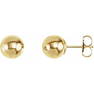 14K Yellow 7 mm Ball Earrings