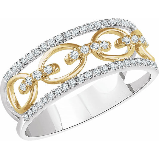 14K White & Yellow 1/4 CTW Diamond Link Ring