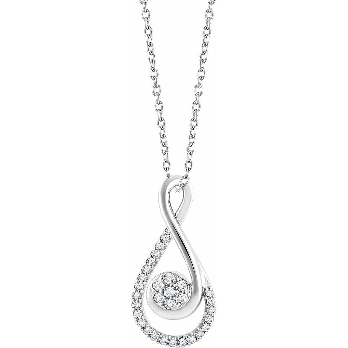 14K White 1/5 CTW Diamond Freeform 16-18 Necklace