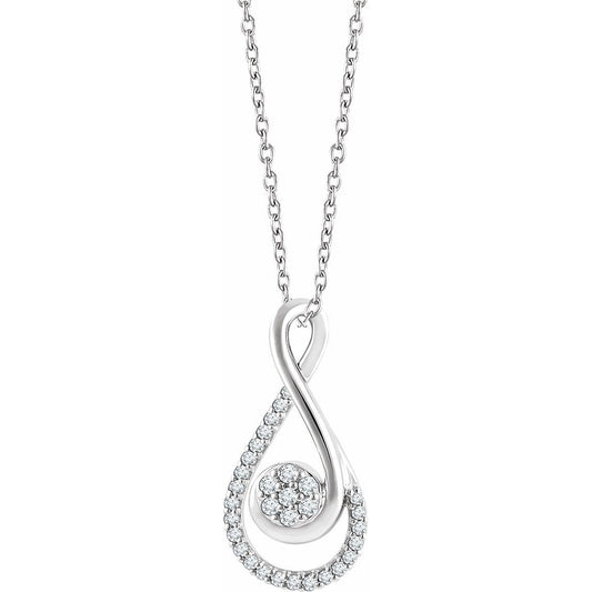 14K White 1/5 CTW Diamond Freeform 16-18 Necklace