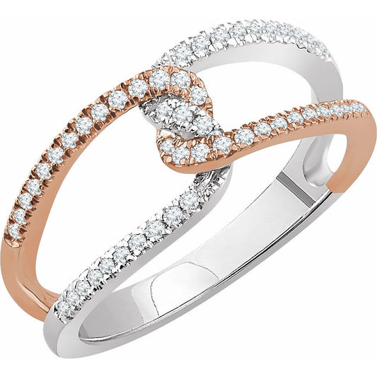 14K White & Rose 1/4 CTW Diamond Ring