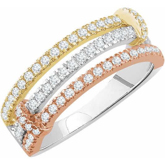 14K Tri-Color 1/2 CTW Diamond Ring