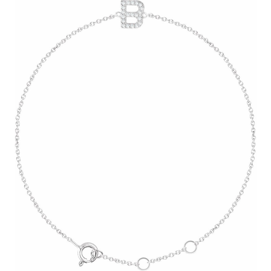 14K White .07 CTW Diamond Initial B 6-7 Bracelet