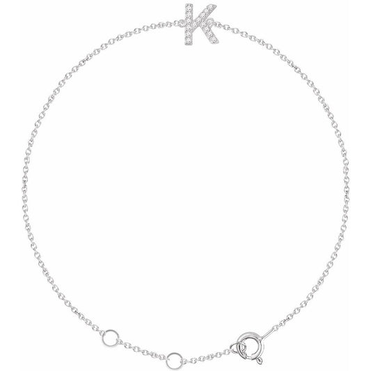 14K White .05 CTW Diamond Initial K 6-7 Bracelet