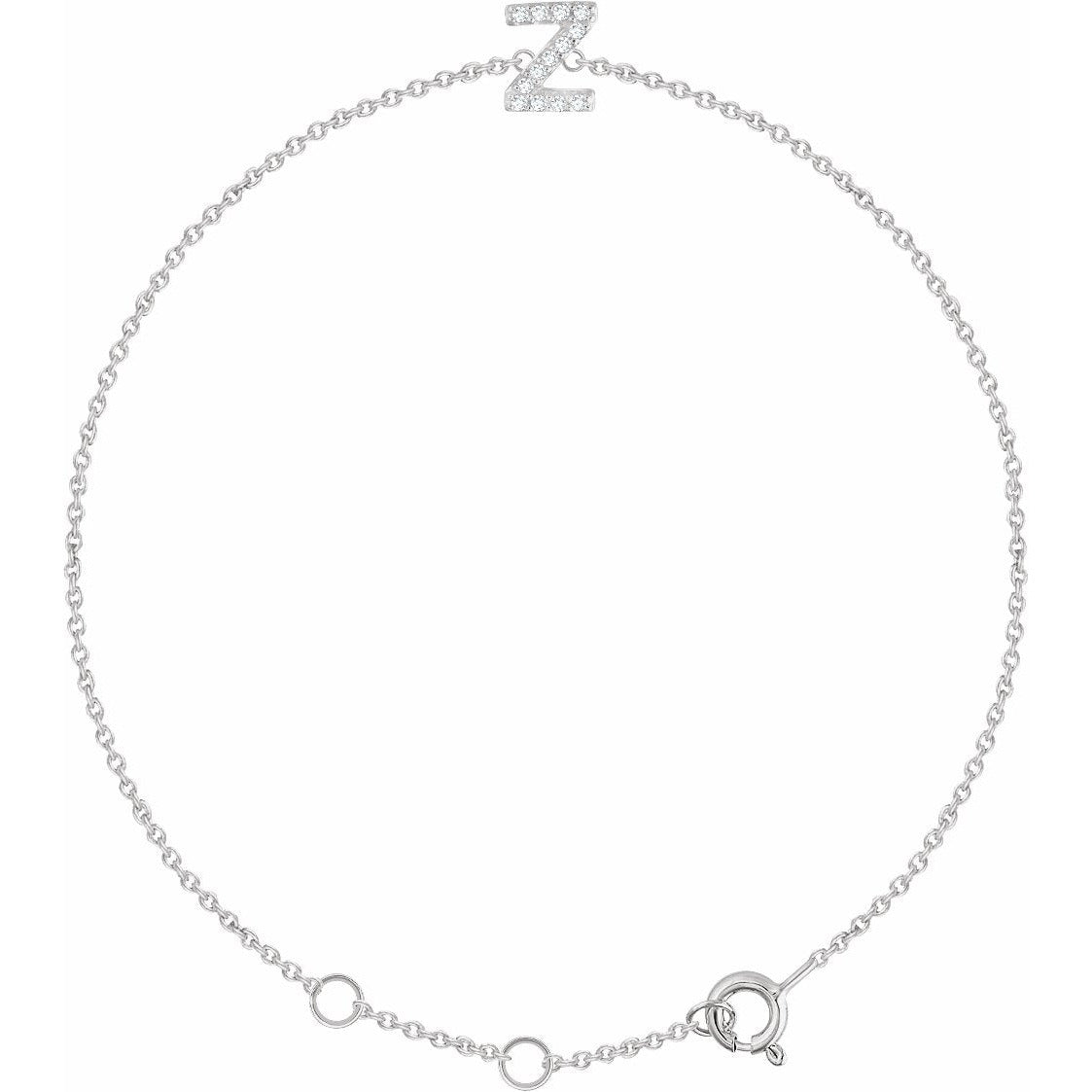 14K White .06 CTW Diamond Initial Z 6-7 Bracelet