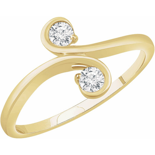 14K Yellow 1/5 CTW Diamond Two-Stone Ring