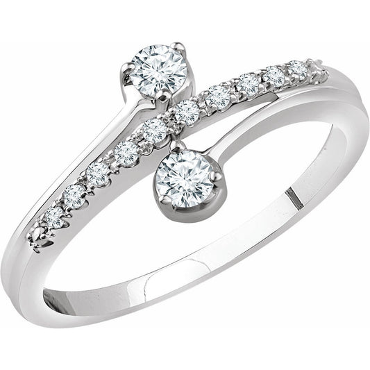 14K White 1/4 CTW Diamond Two-Stone Ring