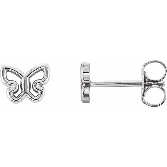 14K White 6.1x4.8 mm Butterfly Earrings