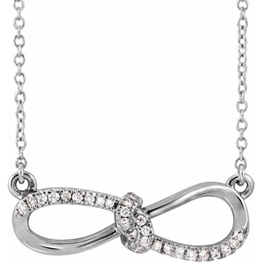 14K White 1/8 CTW Diamond Infinity-Inspired 18 Necklace