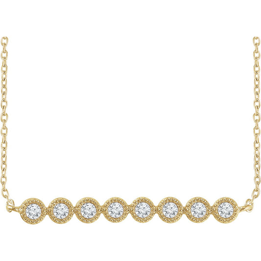 14K Yellow 1/5 CTW Diamond Bar 16-18 Necklace