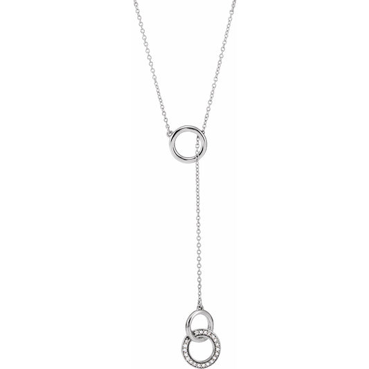 14K White 1/10 CTW Diamond Circle Y 16-18 Necklace