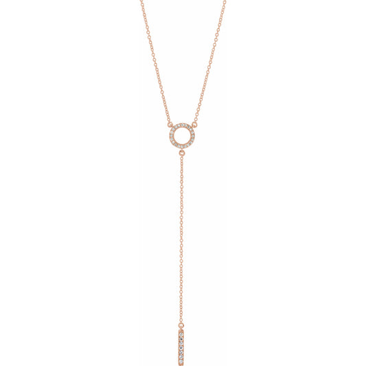 14K Rose 1/6 CTW Diamond Circle 16-18 Bar Y Necklace