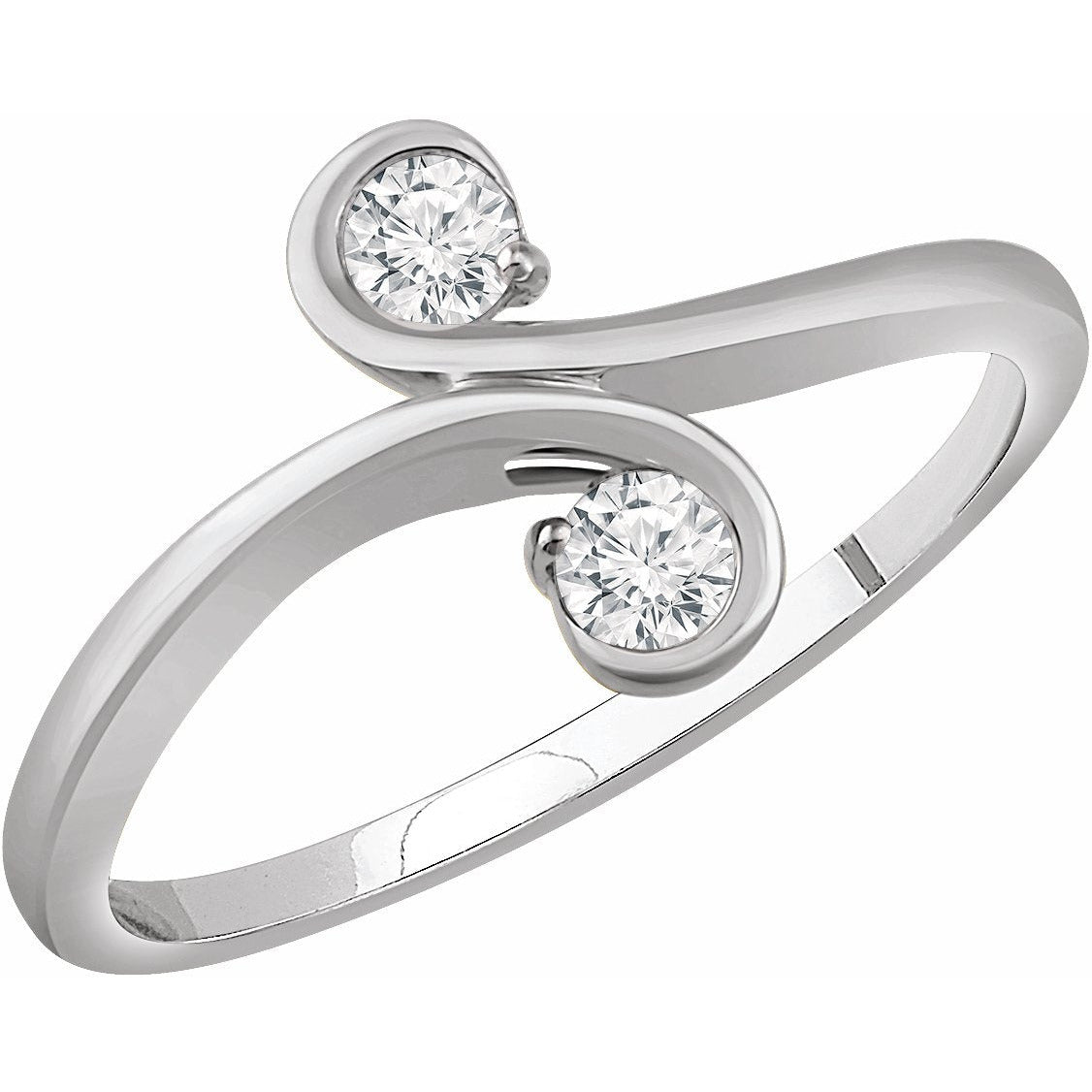 14K White 1/5 CTW Diamond Two-Stone Ring