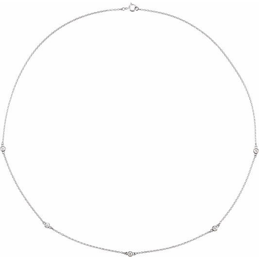 14K White 1/4 CTW Diamond 5-Station 18 Necklace