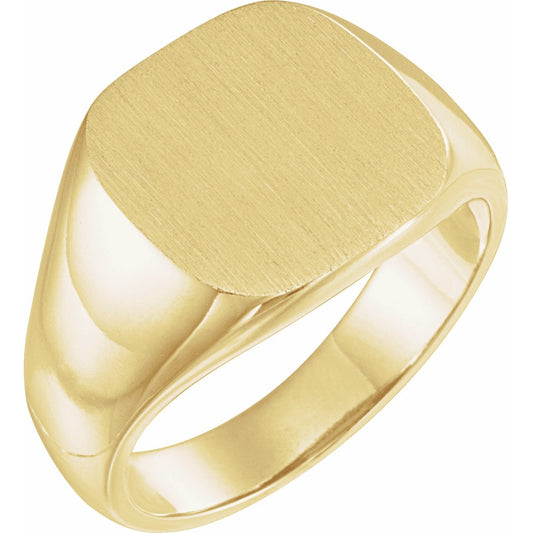 14K Yellow 14 mm Square Signet Ring