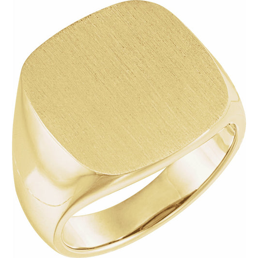 14K Yellow 18 mm Square Signet Ring