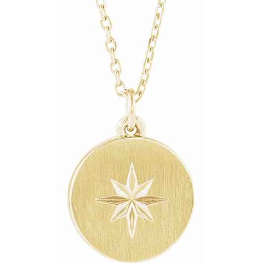 14K Yellow Starburst Disc 16-18 Necklace