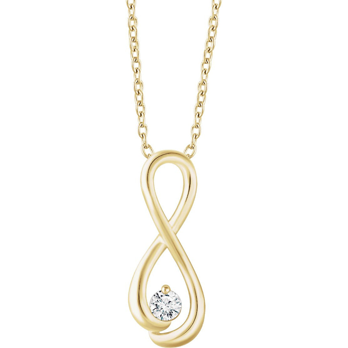 14K Yellow 1/6 CTW Diamond Infinity-Inspired 16-18 Necklace