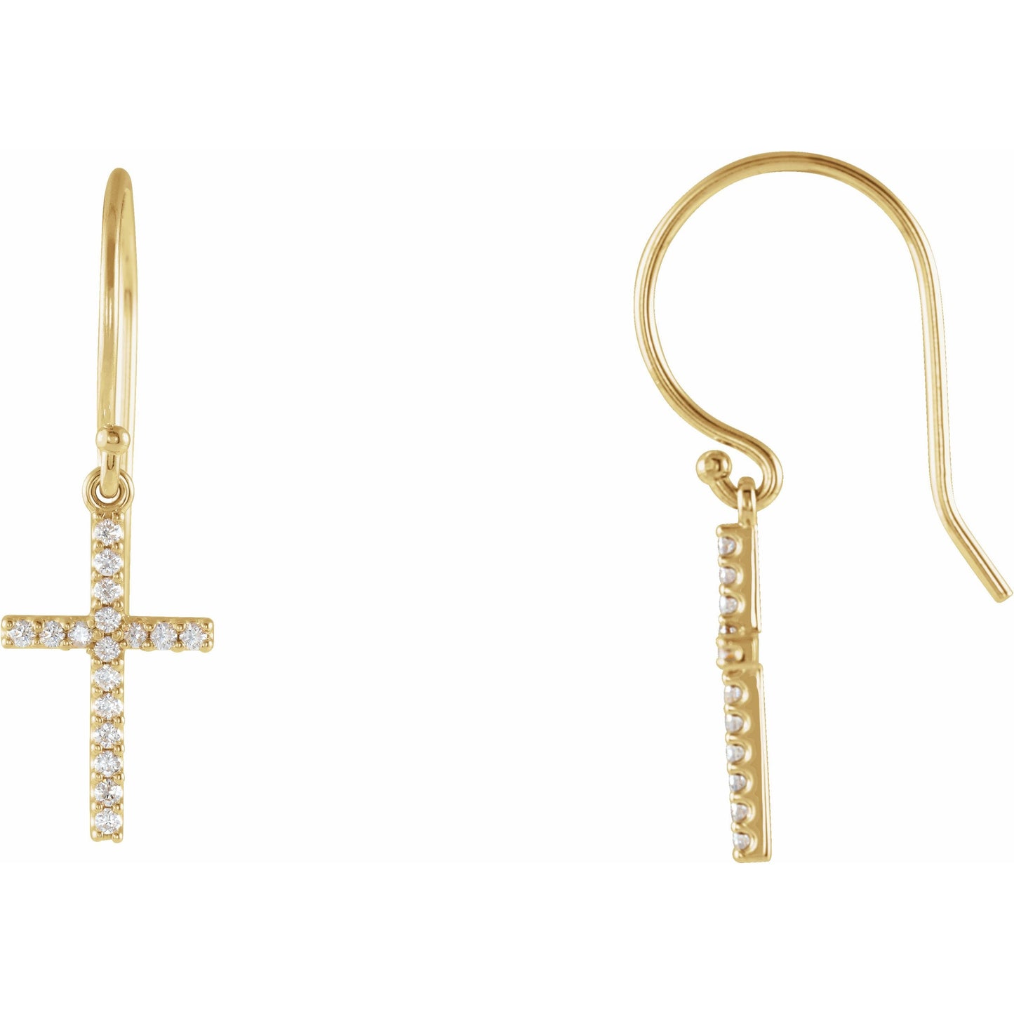 14K Yellow 1/6 CTW Diamond Cross Earrings