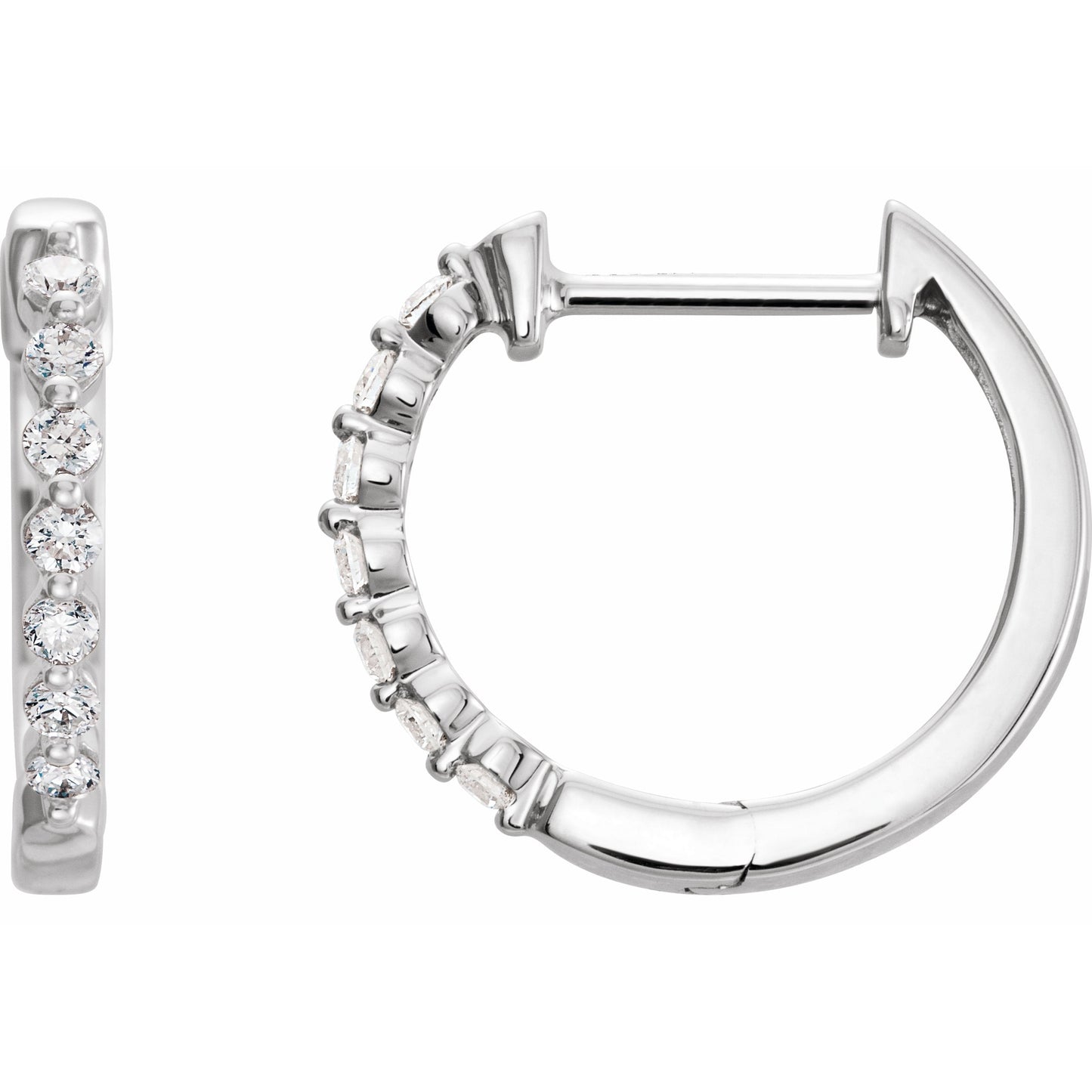 14K White 1/5 CTW Diamond 15.25 mm Hoop Earrings
