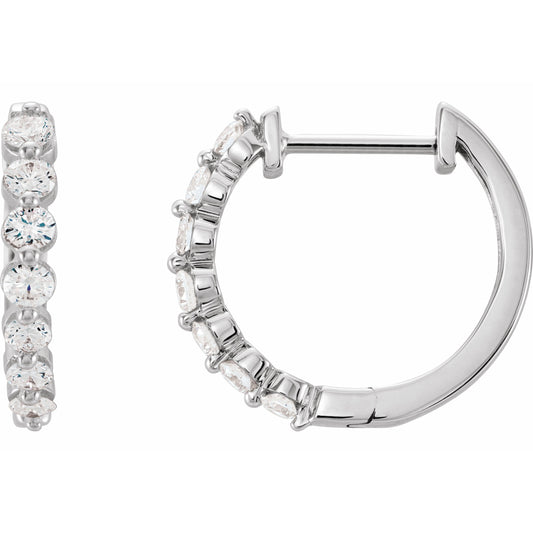 14K White 1/2 CTW Diamond 15.25 mm Hoop Earrings
