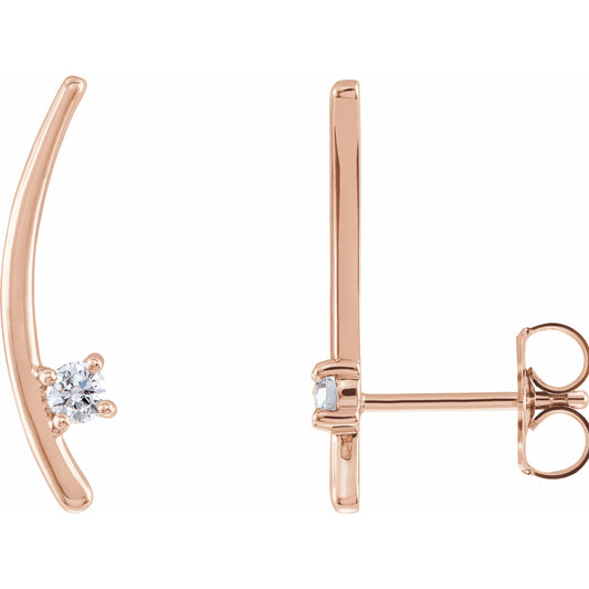 14K Rose 1/8 CTW Diamond Ear Climbers