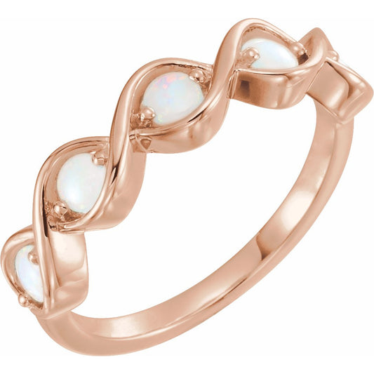 14K Rose Opal Stackable Ring